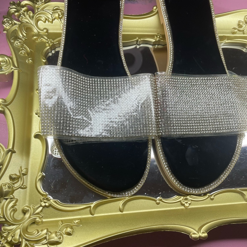 Elegant Rhinestone Slide Sandals - Picture 2 of 3